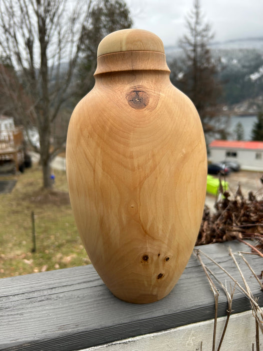 Salvaged maple wood urn 