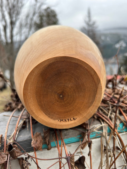 Bottom of Salvaged maple turned urn