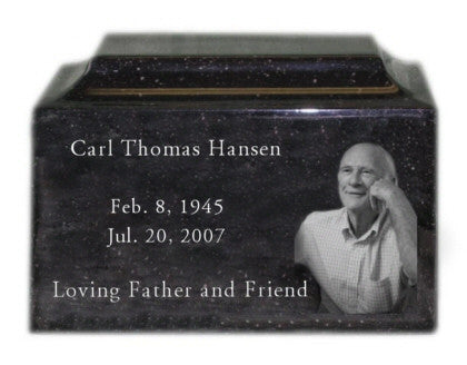 Engraved Photo Urn in Granite