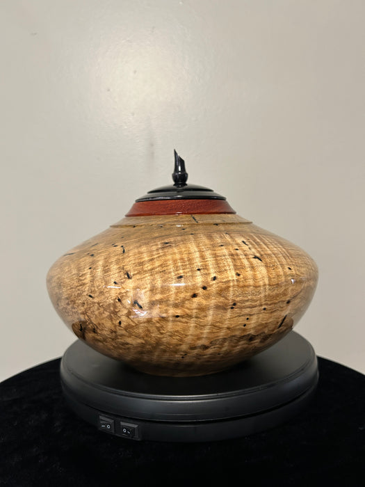 Spalted maple hand turned urn 