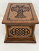 Hand-Carved Cremation Urn with Celtic Cross and Weave - side view