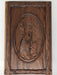 Close up of hand carved image (Shown in walnut)