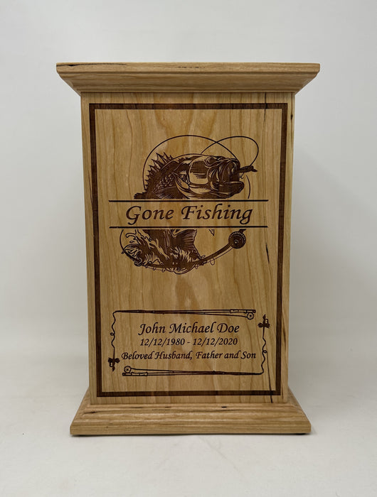 Gone Fishing Cherry Cremation Urn - Fish Design