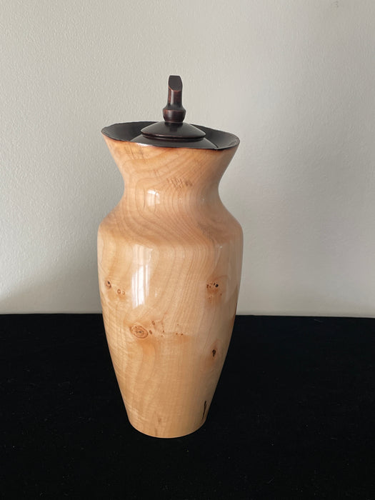 Figured Live Edge Maple Turned Pet Urn - side view