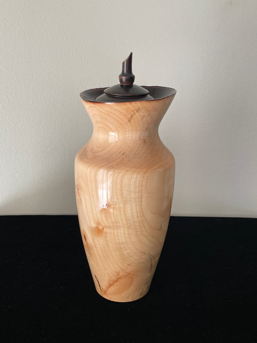 Figured Live Edge Maple Turned Pet Urn - backside