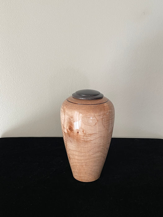 Figured Maple Turned Pet Urn - sideview