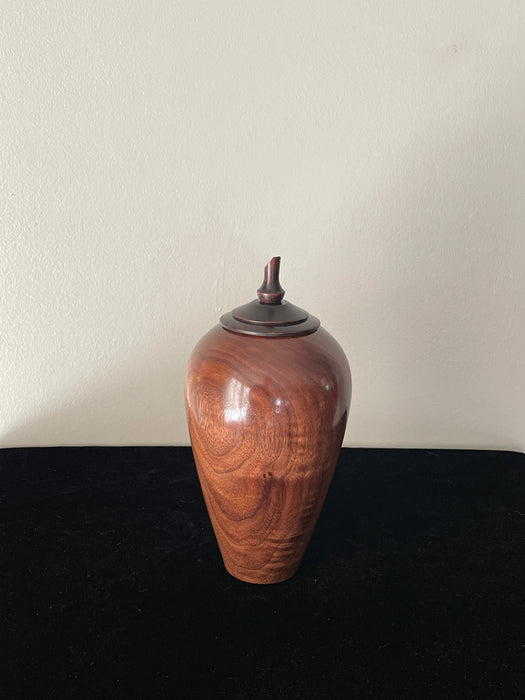 Classic Walnut Turned Pet Urn - side view