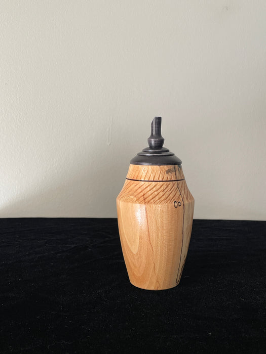 Spalted Maple Turned Pet Urn with Pointed Top - backside