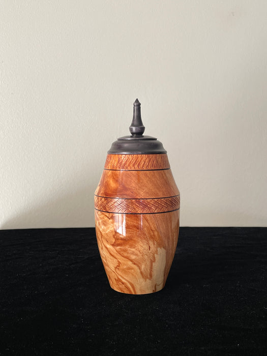 Spalted Birch Turned Pet Urn - backside