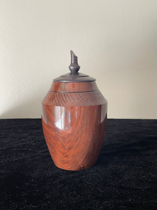 Walnut Turned Pet Urn - side view