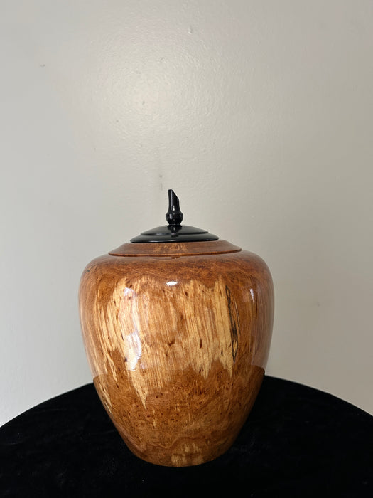 Spalted Birch turned urn in the Divine shape