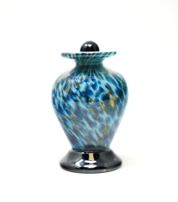 Hand Blown Glass Keepsake Urn in Amato Aegean