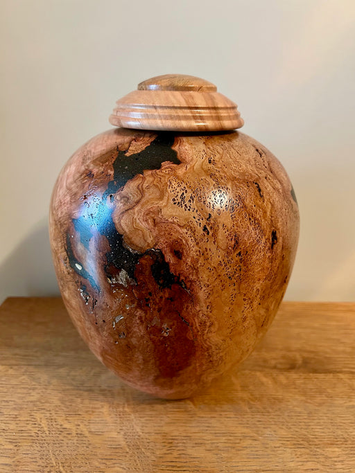 Burl cherry turned urn