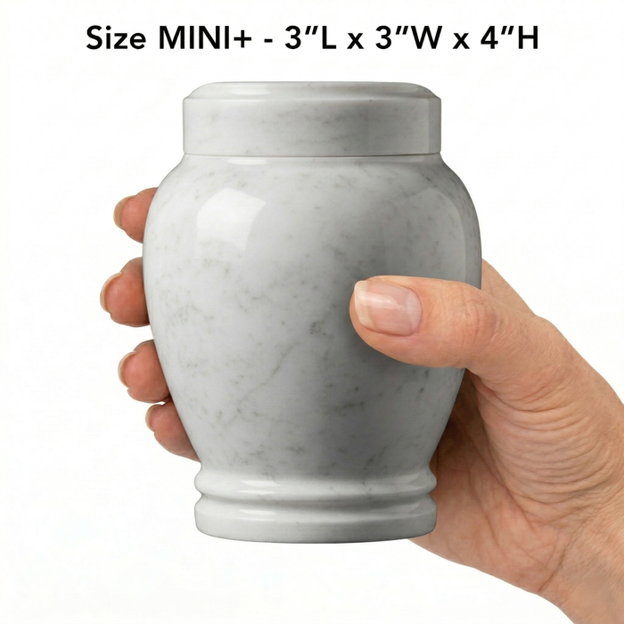 Luna - Carrara White Marble Urn - Mini +
