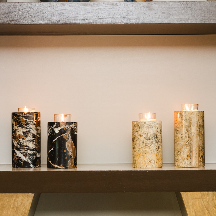 Marble Candle Holder Keepsake Urn - Live setting