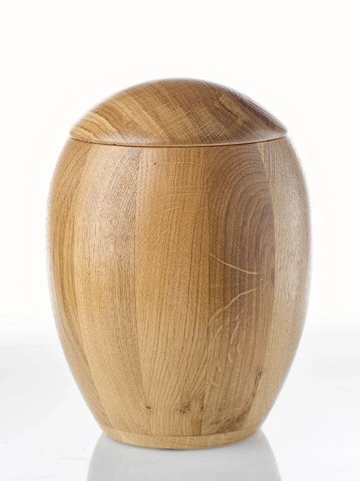 Spherical Oak Urn with a Clear Coat