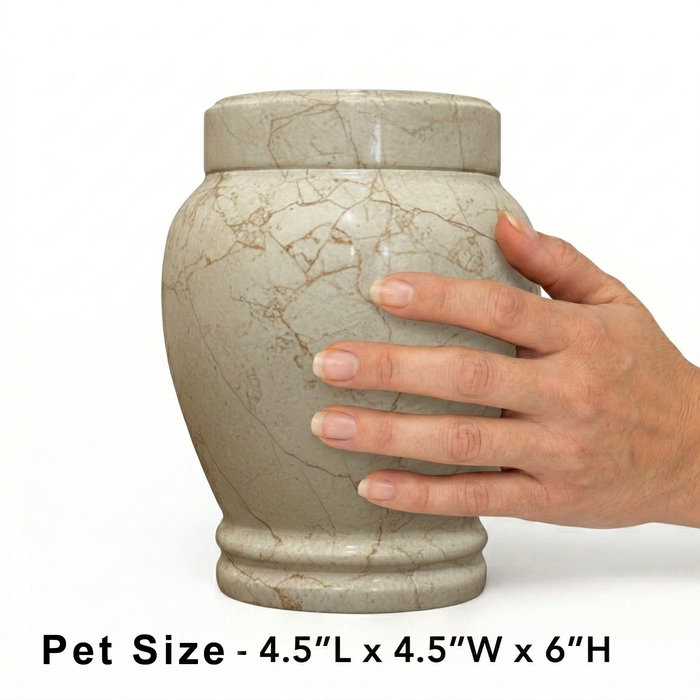 Calla - Crema Marfil Marble Urn - Pet size