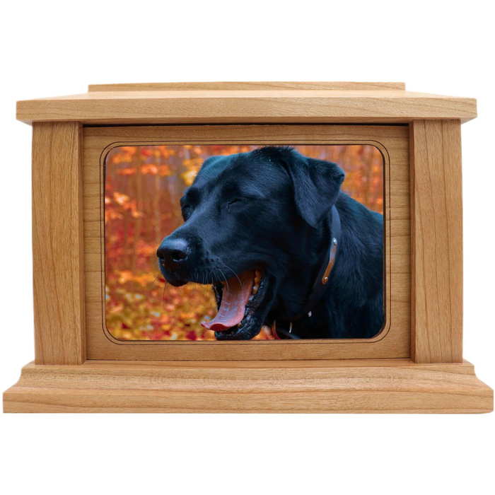 Full Rectangle Photo Framed Wooden Pet Urn - cherry
