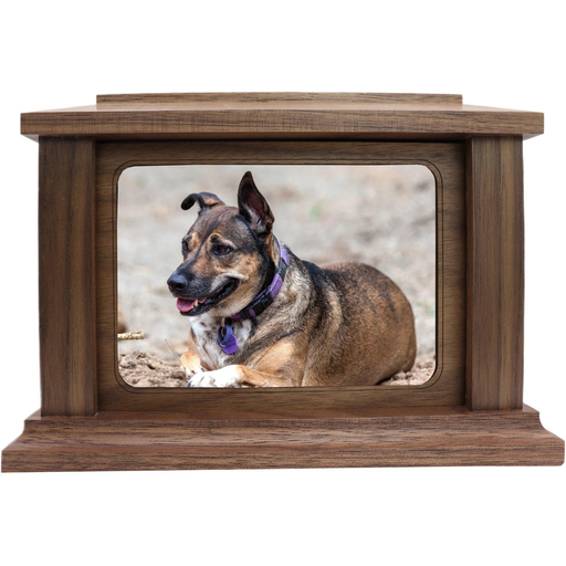 Full Rectangle Photo Framed Wooden Pet Urn -walnut