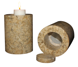 Fossil Stone Tealight with bottom opening view