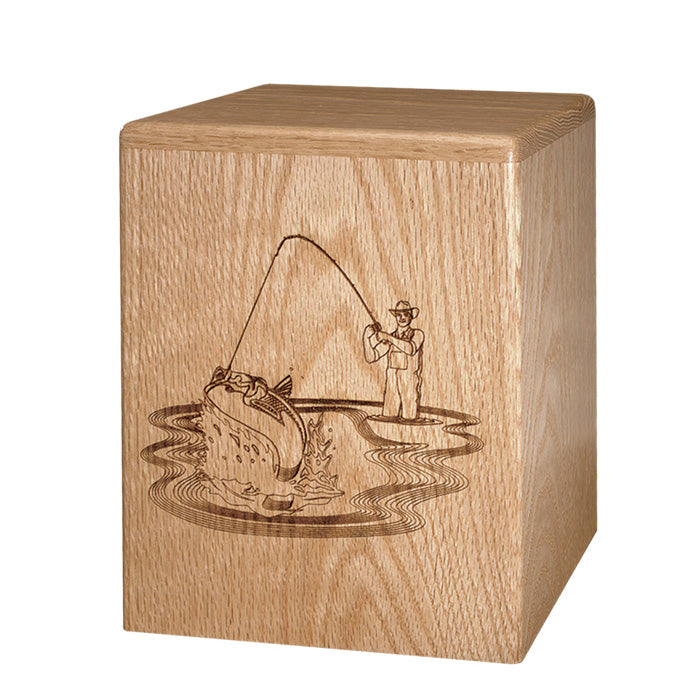 Fishing Wooden Cremation Urn