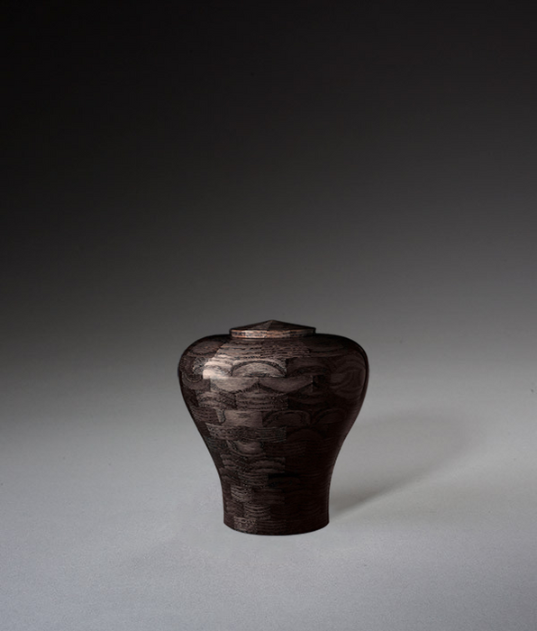 Keepsake Flared Hand Turned Wood Urn - Black