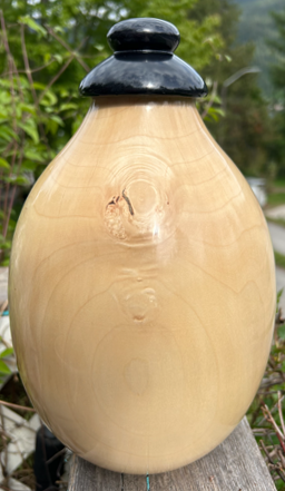 Salvaged Maple Wood Turned Urn - sideview