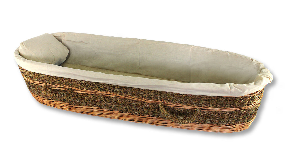 Biodegradable Child Seagrass Casket for Burial or Cremation (opened, Shown in 48 inches)