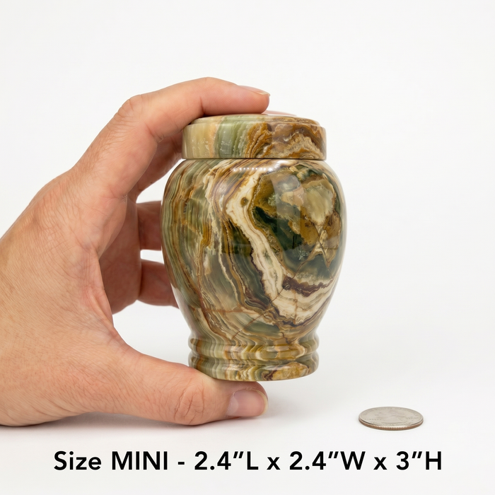 Silas - Multi-Green Onyx Marble Urn - Mini