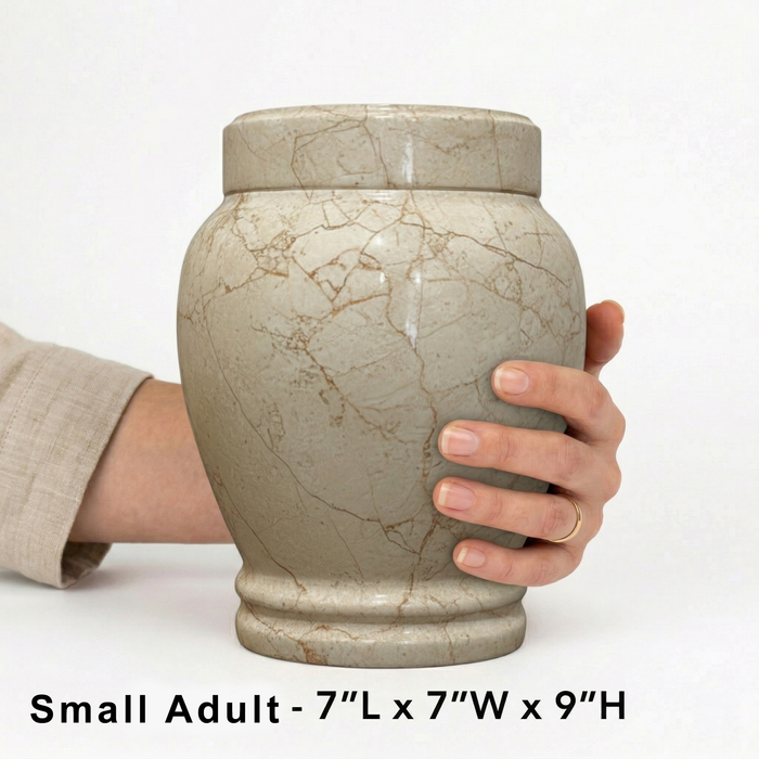 Calla - Crema Marfil Marble Urn - Small Adult
