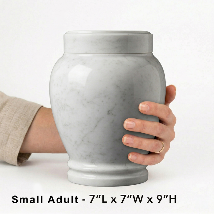 Luna - Carrara White Marble Urn - Small Adult