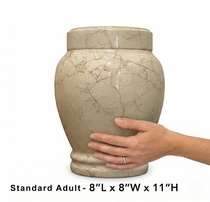 Calla - Crema Marfil Marble Urn -Standard Adult
