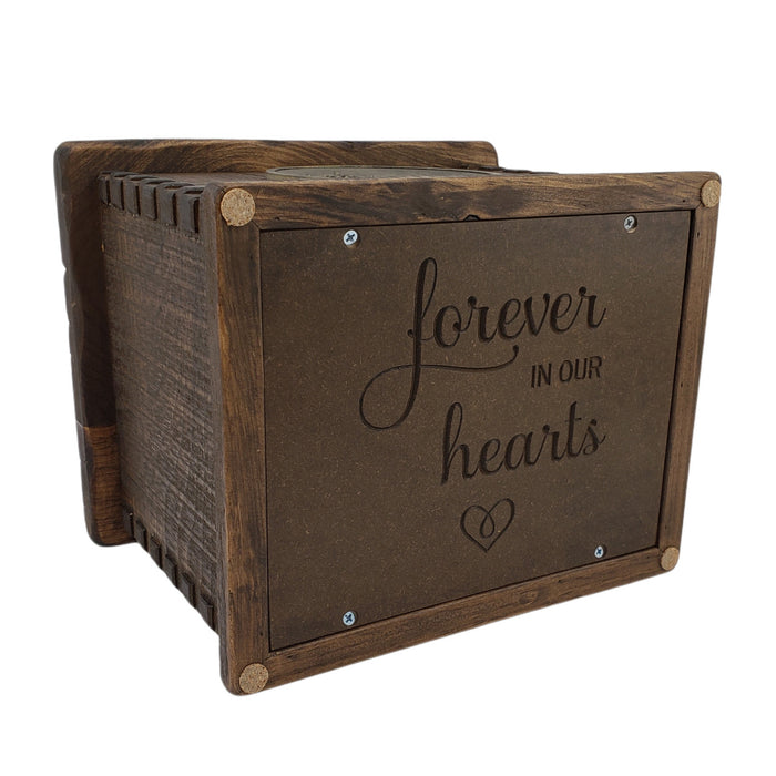 Handcrafted Vintage Wood Ultimate Companion Urn in Rustic Vintage Finish - Standard Bottom Example