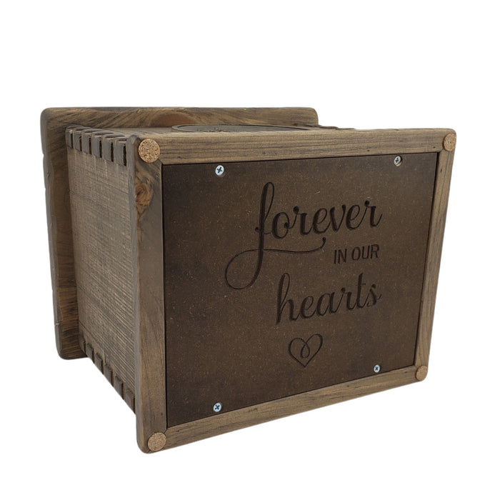 Handcrafted Vintage Wood Ultimate Companion Urn in Rustic Woodsman Finish - Standard Bottom Example
