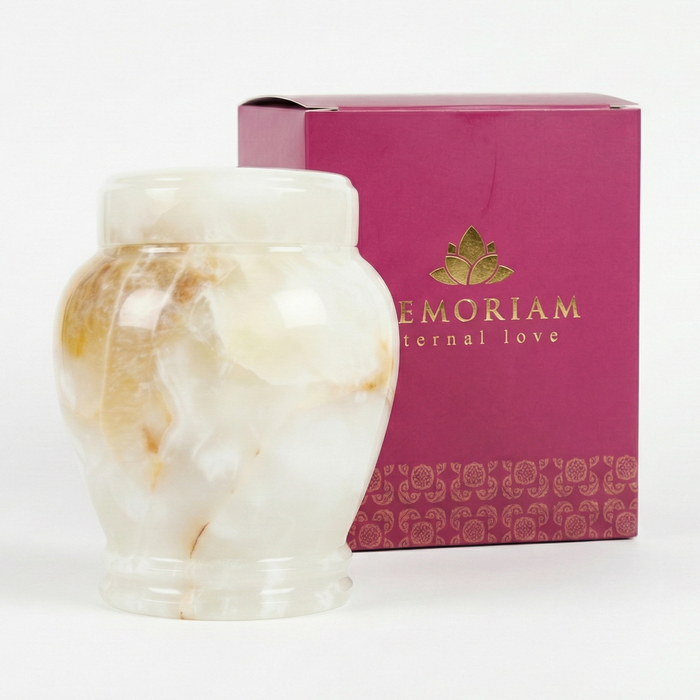 Suki - White Onyx Urn with package