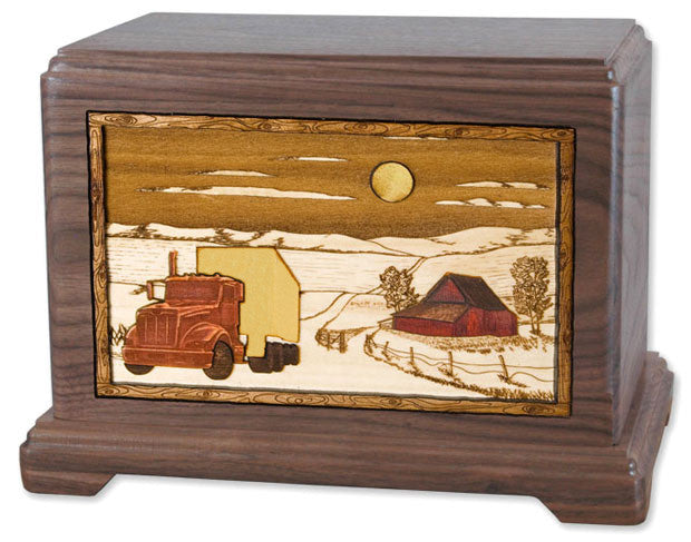 Trucker Wood Cremation Urn