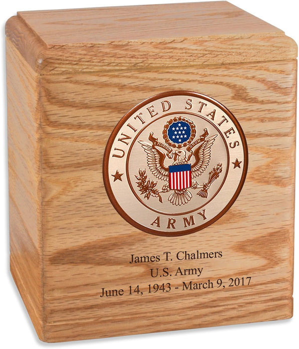 Freedom Solid Wood Military Cremation Urn Made in the USA