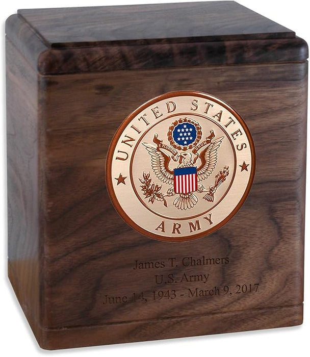 Freedom Solid Wood Military Cremation Urn Made in the USA