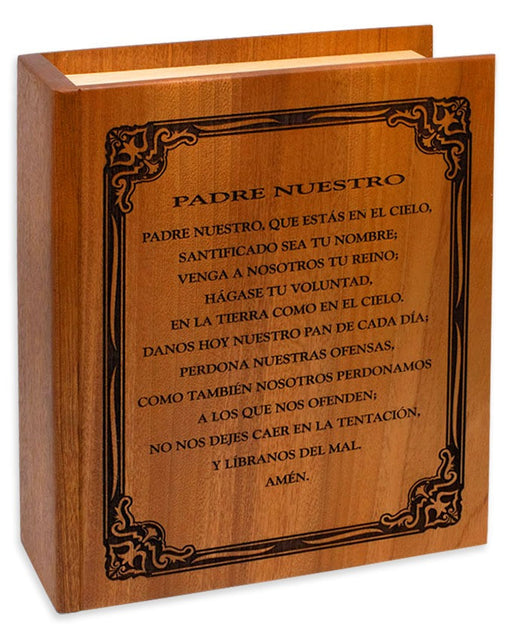 Bible Cremation Urn for Ashes - Mahogany Wood - Padre Nuestro