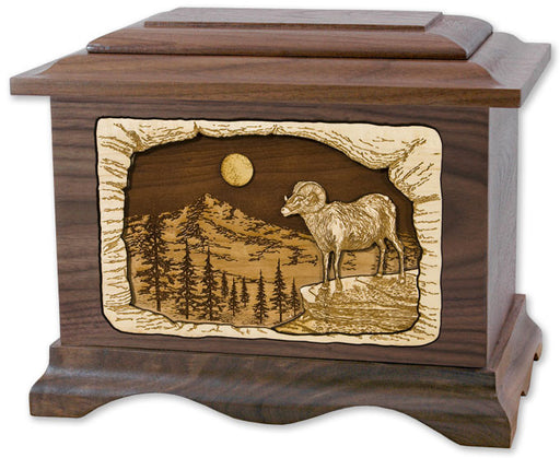 Mountain Ram "Ambassador" Urn in Walnut Wood