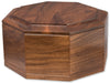 Octagon Wood Cremation Urn - Walnut
