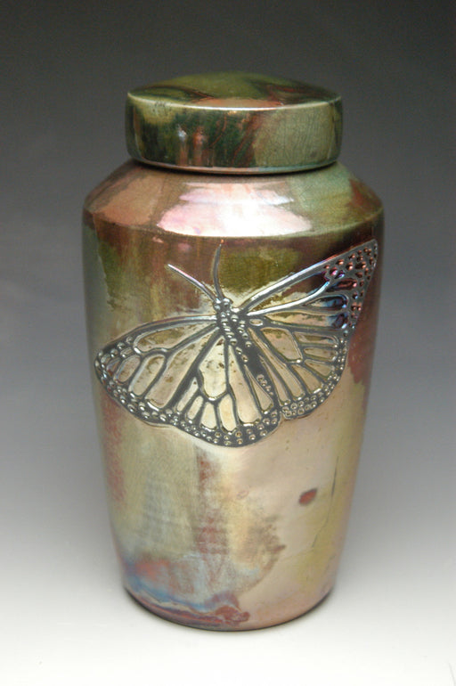 Butterfly Raku Ceramic Cremation Urn  