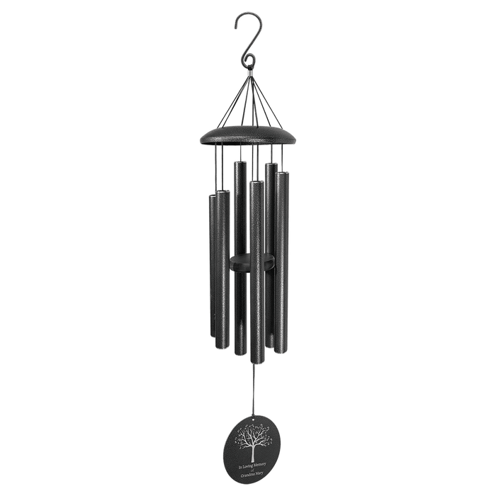 36" Black Memorial Wind Chime- engraved sample