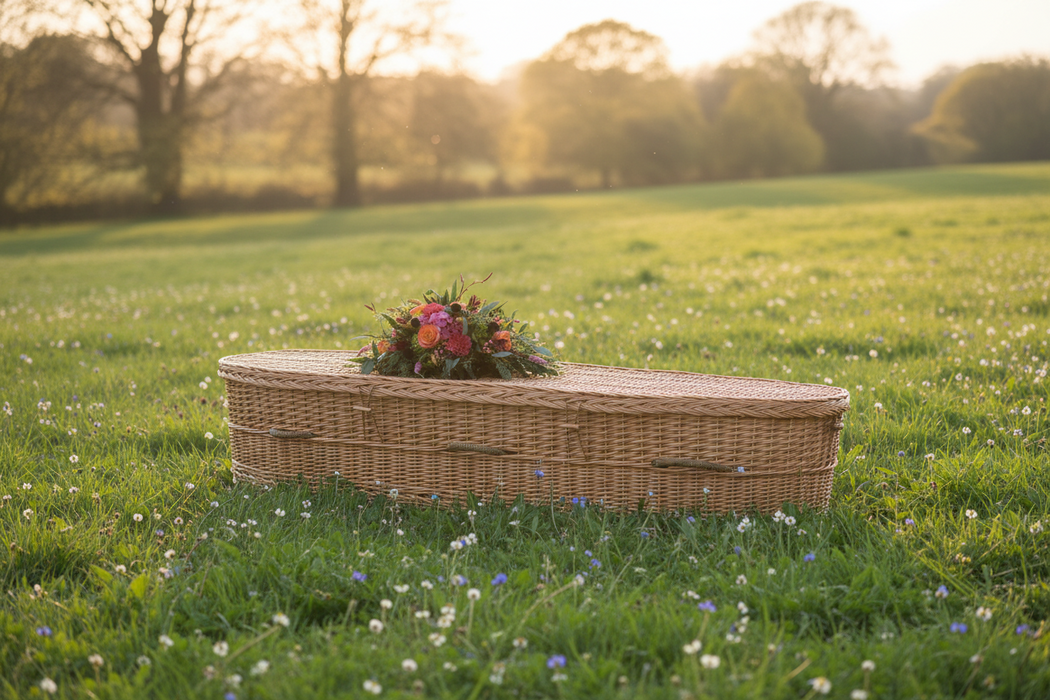 Biodegradable Casket for Burial or Cremation in Woven Willow - Eco-Friendly & Sustainable