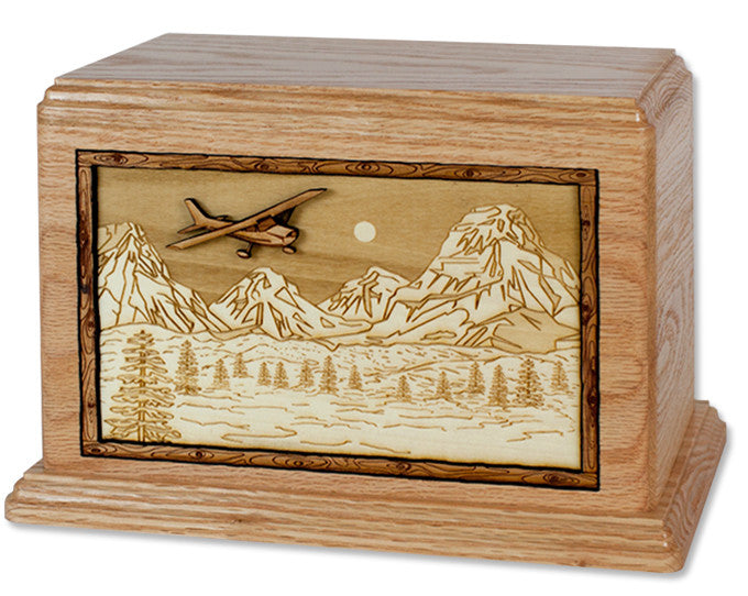 Airplane on oak urn