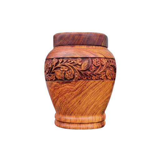 Anish - Hand-Carved Wood Urn