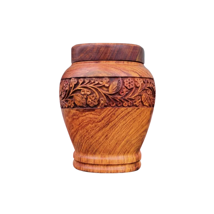 Anish - Hand-Carved Wood Urn