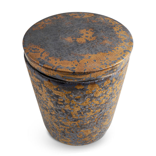 Artisan Gold Cylinder Ceramic Cremation Urn Top View