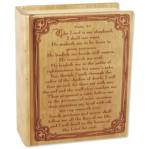 Bible Cremation Urn for Ashes - Cherry Wood - Psalm 23