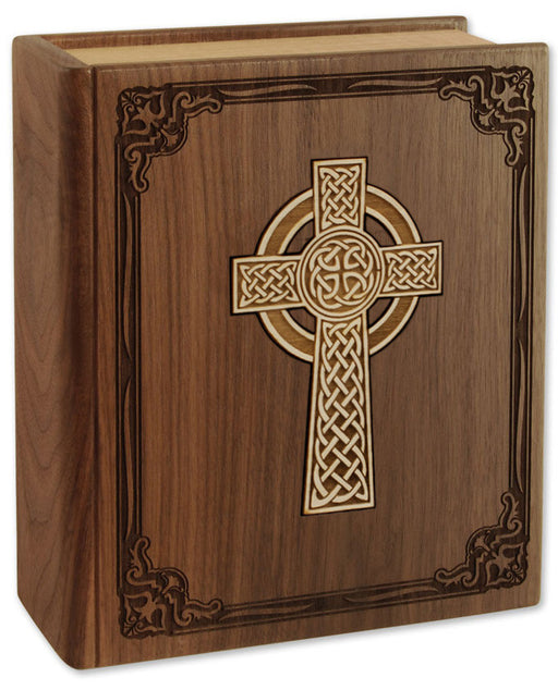 Celtic Cross Bible Urn in Walnut